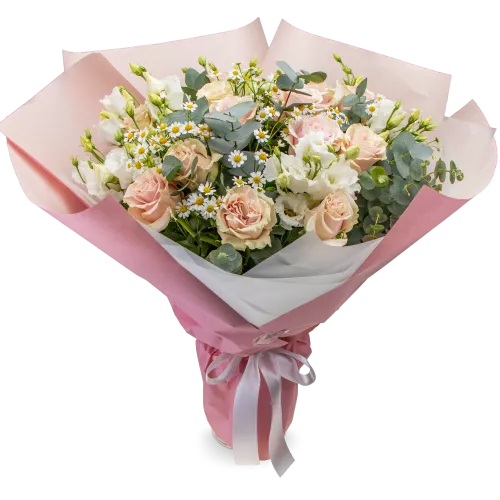 Flower of roses and lisianthus